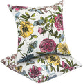 Water Resistant Outdoor Throw Pillows for Patio Furniture,18x18 Inch Decorative Pillows Set of 2 with Insert,Hidden Zipper Headrests for Sofa Couch Chair(Butterfly Flower)