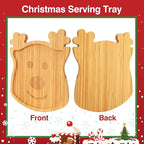 Christmas Serving Tray, Reindeer Shape Charcuterie Board, Bamboo Serving Platter Dish for Holiday Party Food Tray for Cheese Snack Fruit 10 x 8.7 x 0.6 Inches