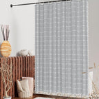 MitoVilla Boho Farmhouse Shower Curtain Set 72 x 78, Tan Brown 78 inch Long Polyester Linen Tassel Fabric Shower Curtain Set for Chic Cottagecore French Rustic Bathroom Decor
