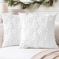 OTOSTAR Set of 2 Xmas Soft Plush Short Wool Velvet Decorative Throw Pillow Covers Square Luxury Style Cushion Case Pillow Shell for Sofa Bedroom Tree and Snowflake White, 12x12 Inch