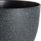 WOUSIWER Plant Pots 10/9/8 inch, Set of 3 Modern Decorative Plastic Planters with Drainage Holes and Saucers for House Plants Indoor Flowers Plants, Black with Green Speckles