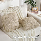 FUTEI Apricot Decorative Throw Pillow Covers 20x20 Inch Set of 2,Soft Fluffy Faux Feather Texture Cushion Cases,Modern Home Luxury Decor for Couch Bed Living Room