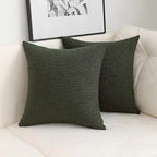Jeneoo Sage Green Decorative Square Thick Throw Pillow Covers Fine Textured Olive Boucle Couch Cushion Cases for Sofa Living Room Decor, Set of 2, 18 x 18 Inch