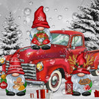 Farmhouse Christmas Shower Curtain, Farm Red Xmas Truck Christmas Tree Cute Gnome Winter Forest Shower Curtains Set, Holiday Bathroom Decor Fabric Machine Washable with Hooks, 72 x 72 Inches