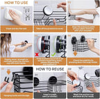 LEVERLOC Shower Caddy Suction Cup, 3 Pack Heavy Duty Bathroom Organizer for Inside Shower with Hooks & Soap Holder, Removable Bathroom Organizer, Rustproof Black Holder Storage