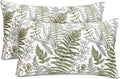 Decorative Throw Pillow Covers Set of 2 Olive Green Leaves Pillow Covers 12x20 inch Soft Short Plush Square Floral Throw Pillows,Farmhouse Outdoor Pillow Covers for Couch Bed Living Room