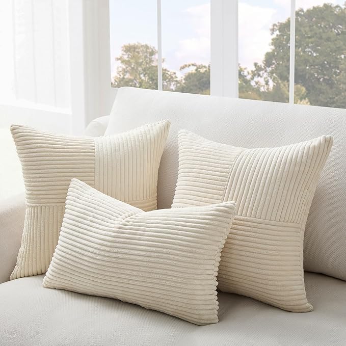 Topfinel Beige Pillow Covers Set of 4,Boho Throw Pillow Covers Soft and Cozy Velvet Double-Sided Designs,Mix and Match for Couch Boho Farmhouse Fall Home Decor 20x20 Inch