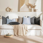 MIULEE 24x24 Decorative Euro Sham Throw Pillows for Bed Set of 2 Textured Boucle Neutral Winter Throw Pillow Covers Light Blue Accent Solid Couch Pillowcases Sofa Livingroom Home Decor