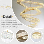 Large Modern Chandeliers 5 Ring Chandelier for High Ceiling Dimmable Gold Chandeliers High Ceiling Foyer Chandelier for Living Room Dining Room Staircase