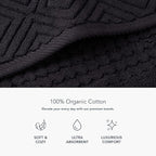 Texere 100% Organic Cotton Diamond Jacquard 700 GSM Luxury Bath Towel Sets - Ultra Soft and Absorbent Hotel and Spa Quality (Diamond, Black, 2 Hand & 2 Wash Towels)