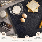 Diflart Natural Stone Cuttings Board for Kitchen, 16x20 Inch, Black, Granite Pastry Slab Large with Non-Slip Feet for Cheese, Charcuterie, Dough, Chocolate, Pack of 1 Piece