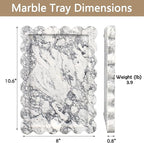Genuine Scalloped Marble Tray, Real Natural Marble Stone Tray, Luxury Decorative Trays for Bathroom, Dresser, Vanity, Kitchen, Home Decor, 10.6" x 8", Calacatta Gray