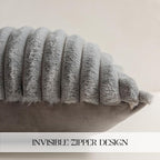 MOSAYT Faux Fur Throw Pillow Covers 20x20, Set of 2, Plush Velvet Soft Pillow Case,Fluffy Striped Decorative Couch Pillow Covers for Sofa, Bedroom, Living Room(Grey)