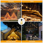 100FT Solar String Lights Outdoor Waterproof, 50+2 Shatterproof with Edison Bulbs,Solar Powered Outdoor Lights with Remote, LED String SolarLights for Garden, Backyard, Parties (100FT)