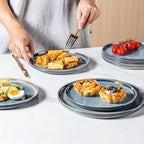 AmorArc Ceramic Plates Set of 6, 8.5 Inch Reactive Glaze Stoneware, Dessert, Salad, Appetizer, Small Dinner Plates, Microwave, Dishwasher Safe, Scratch Resistant Dishes Set for Kitchen