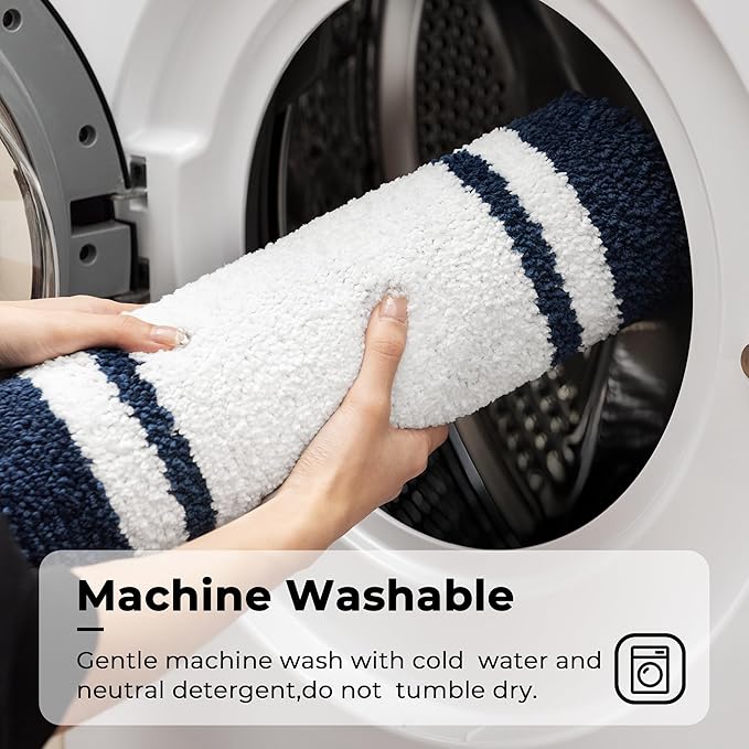 GRANNY SAYS Microfiber Bathroom Rugs Non Slip Washable, Water Absorbent Bathroom Mats for Tub, Soft Bath Mats for Bath Floor & Shower, Bath Rug, 20" x 32", Navy Blue Bath Rugs