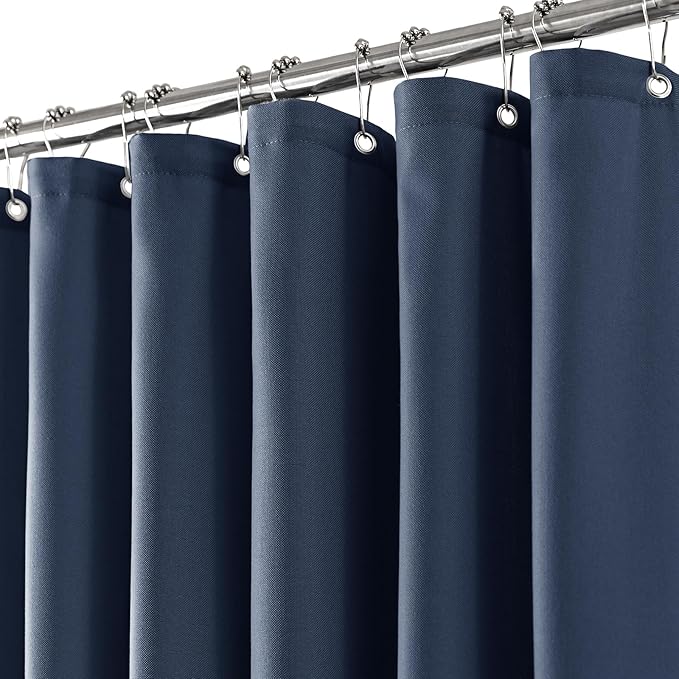 Navy Blue Linen Small Stall Shower Curtains for Bathroom Natural Boho Shower Curtains Stall Bath 36x72 Cloth Fabric Half Narrow Water Repellent RV Drapes for Bathtub 36 x 72 Inches