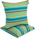 Outdoor Throw Pillows Water Resistant 18x18 inch,Decorative Throw Pillow with Insert Set of 2,Hidden Zipper Headrests for Patio Furniture Sofa Couch Chair(Green Stripe)