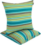 Outdoor Throw Pillows Water Resistant 18x18 inch,Decorative Throw Pillow with Insert Set of 2,Hidden Zipper Headrests for Patio Furniture Sofa Couch Chair(Green Stripe)