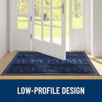 OLANLY Welcome Door Mat Indoor Outdoor Entrance, Heavy Duty Sturdy Front Door Mat, Waterproof All-Weather Doormat, Stain Resistant, Low Profile, Easy Clean Patio Entryway Mat, 36 x 24, Navy