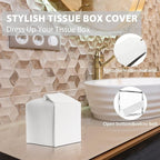 Bathroom Accessory Set - 10 Piece White Bathroom Sets Complete with Trash Can, Toothbrush Holder & Cup, Soap Dispenser, Soap Dish, Toilet Brush & Holder, Vanity Tray, Qtip Holder, Tissue Box Cover