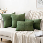 MIULEE Moss Green Corduroy Pillow Covers Pack of 2 Boho Decorative Spliced Throw Pillow Covers Soft Solid Couch Pillowcases Cross Patchwork Textured Cushion Covers for Living Room Bed Sofa 20x20 inch