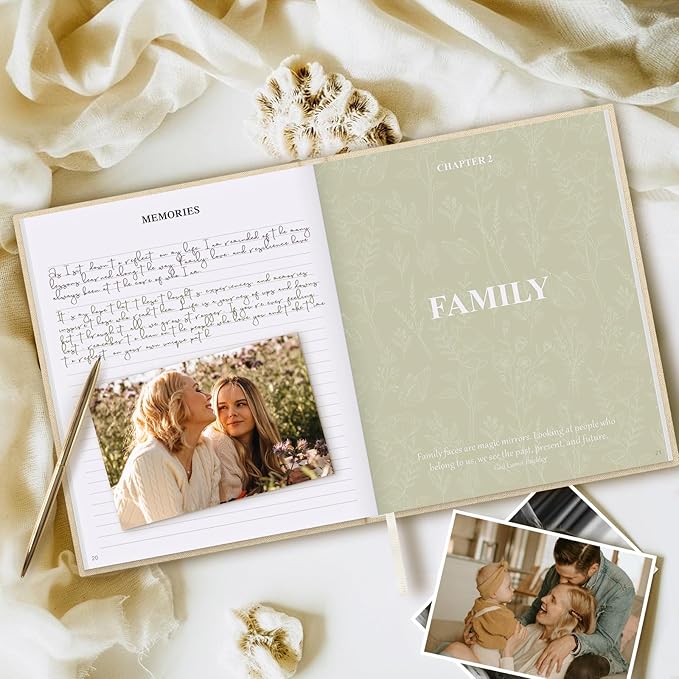 Lanpn Mom Life Story Book Journal with 270+ Prompts, Linen Hardcover Mother Story Guided Journal, Mom Memory Keepsake Book to Fill Out, Mother's Day Birthday Christmas Gift for Mom, Beige