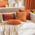 MIULEE Pack of 2 Fall Couch Throw Pillow Covers 20x20 Inch Orange Farmhouse Decorative Pillow Covers with Stitched Edge Soft Chenille Solid Dyed Pillow Covers for Sofa Bed Living Room