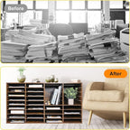 TQVAI Literature Organizer, Heavy Duty 36 Compartments Countertop Mail Organizer with Adjustable Shelves, Wooden Desk Paper Storage Organizer, Mailboxes Cubbies for Office, Classroom, Anqitue