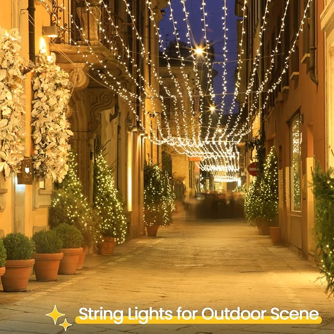 2 Pack Christmas String Lights Battery Operated with Timer, 66FT 200 LED Waterproof Twinkle Lights, 8 Modes Fairy Light for Indoor and Outdoor Bedroom Garland Tree Christmas Decorations (Warm White)