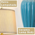 Living Room Table Lamp, 25.5" Touch Lamp for Nightstand with USB A+C Ports, Modern Farmhouse Table Lamps for Bedroom, Bulb Included