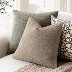 Foindtower Pack of 2 Textured Boucle Throw Pillow Covers Neutral Accent Solid Decorative Pillow Cases Cozy Woven Couch Cushion Case for Sofa Bedroom Living Room Home Decor 20x20 Inch Light Khaki Tan
