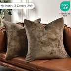 PHF Truly Velvet Euro Sham, 26"x 26",No Insert, 2 Pack Color Gradient Euro Throw Pillow Covers, Ultra Soft Cozy European Pillow Covers for Luxurious Home Decorative, No Shedding, No Pilling, Khaki