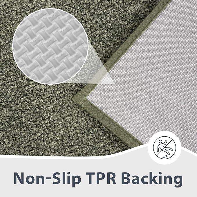 Bathroom Rugs 30" x 46", Non-Slip Extra Soft Absorbent Bath Rugs, Machine Washable Quick Dry Bath Mats for Bathroom Floor, Shower, Bathtub and Sink, Sage Green & Budding Green