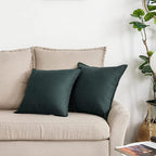 Jeanerlor Set of 2 Decorative 26"x26" Cotton Linen Chair Throw Pillow Case Green for Sofa Durable Classy, Comfortable Cushion Cover for Coffee Shop/Bar (65 x 65cm) Dark Blue
