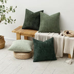 MIULEE Pack of 4 Christmas Couch Throw Pillow Covers 20x20 Inch Green Soft Decorative Chenille Pillow Covers Farmhouse Accent Cushion Covers for Boho Home Decor Sofa Bedroom Living Room