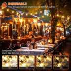 Kawaya Outdoor String Lights 50 FT LED Patio Light with 25+2 Shatterproof Edison Globe Bulbs - IP65 Waterproof Dimmable Hanging Lights - 2700K Warm White Lighting for Outside Porch Deck Bistro Cafe