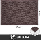 Sturdy Front Door Mat, Absorbent Muddy Dirt Resist Welcome Door Mats Outdoor Indoor, Stain and Fade Resistant, Non-Slip Rubber Backing Low Profile Doormat for Entryway, 47×32, Coffee