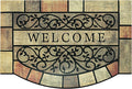 Door Mat Welcome Mat, Heavy Duty Door Mat 23.6 x 35.4 Inch Front Door Rug Doormat for Outdoor Entrance Home Non-Slip Rubber Rug for Front Door, Outside, Entryway, Patio (Brown Yellow Welcome)