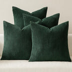 MIULEE Boho Farmhouse Throw Pillow Covers 16x16 Inch Set of 4 Mordern Nordic Cushion Covers Soft Corduroy Christmas Home Decor for Couch Bed Sofa Living Room Army Green