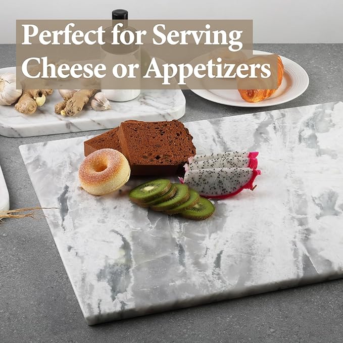 Koville Brazilian Natural Marble Cutting Board for Kitchen, 16x20inch Extra Large Hand Crafted Marble Slab for Cheese, Charcuterie, Pastry Board - Wedding Gift, House Warming Gift