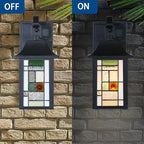 WL0010 Tiffany Style Outdoor Light Fixutres Stained Glass Wall Sconce Exterior Waterproof Wall Lantern Light for Balcony Aisle Hallway W 7X D 6 x H 12 Inches, Bulb Included (Lumigrid)