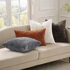 decorUhome Fall Rust Chenille Throw Pillow Covers 12x20 Set of 2 Thick Textured Slubby Couch Pillow Covers Farmhouse Accent Modern Neutral Decorative Pillow Cases for Bed Sofa Living Room