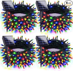4pk Multi-Colored Solar Christmas Lights Outdoor Waterproof, 400 LED 132 FT Solar Powered LED String Lights Green Wire with 8 Modes, Solar Fairy Lights for Xmas Tree Party Wedding Garden Decorations