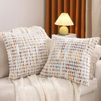 LUOYEHK Boho Throw Pillow Covers 20x20 Inch Set of 2 Chenille Tufted Pillowcase Farmhouse Neutral Cushion Covers for Couch Sofa Bed Living Room, Orange White