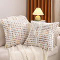 LUOYEHK Boho Throw Pillow Covers 18x18 Inch Set of 2 Chenille Tufted Pillowcase Farmhouse Neutral Cushion Covers for Couch Sofa Bed Living Room, Orange White