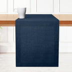 D'Moksha Homes Linen Navy Blue Table Runner 90 Inches Long - 100% Pure Linen 14 x 90 Inch Table Runner for Dining, Fall, Autumn and Halloween - Machine Washable