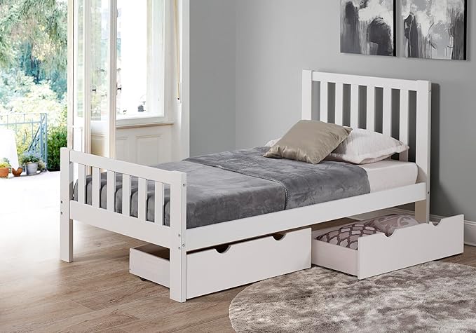 White Wood Underbed Storage Drawers on Wheels - Bedroom Dresser Organizer Shelf - Set of 2 - Perfect for Small Spaces and Storing Clothes - 9 3/8 in. H - Works with Any 9.75 in. and Bed Frame