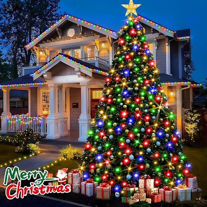 KNONEW 403ft 1000 LED String Lights Outdoor Christmas Lights 8 Modes & Timer Fairy Light Plug in Waterproof LED String Lights for Xmas Yard Tree Wedding Party Holiday Decorations (Multicolor)