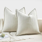 MIULEE Pack of 2 Christmas Cream Decorative Pillow Covers 22x22 Inch Soft Chenille Luxurious Couch Throw Pillows Farmhouse Cushion Covers Euro Shams with Elegant Design for Sofa Bedroom Home Decor